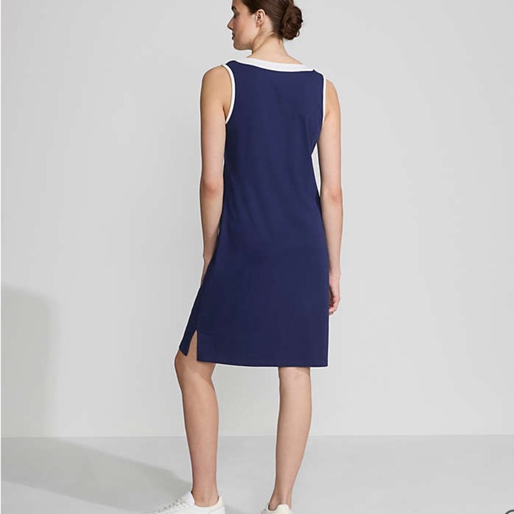 Lands End Navy Cotton Dress M NEW - Picture 2 of 7